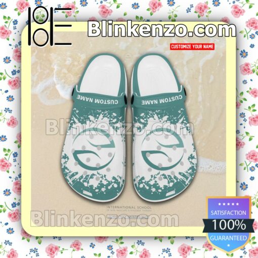 International School of Skin Nailcare & Massage Therapy Logo Crocs Sandals a