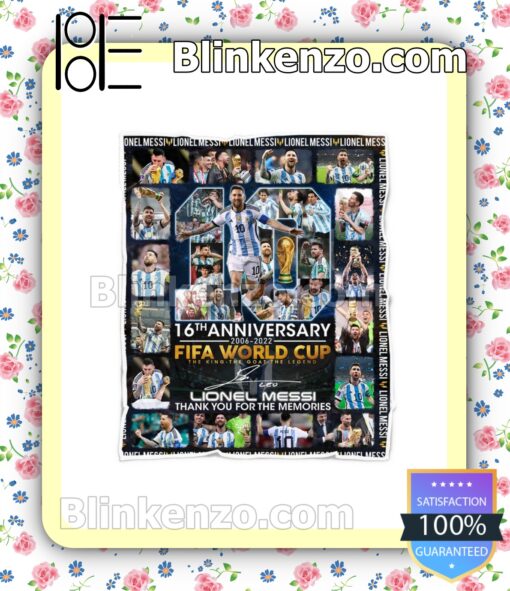 Lionel Messi 16th Anniversary 2006-2022 FIFA World Cup Quilted Blanket