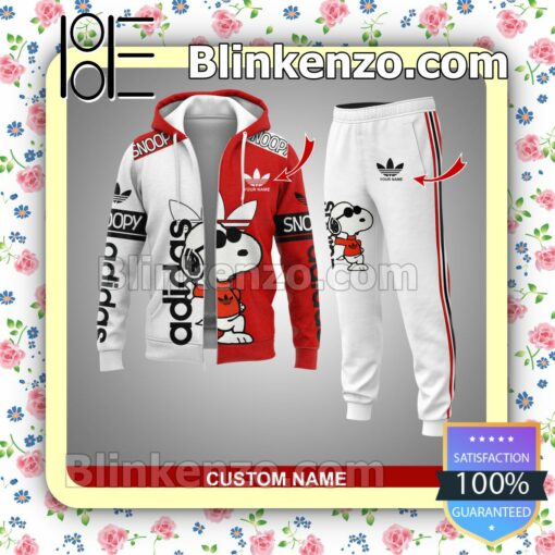 Personalized Adidas Snoopy Red And White Pullover Hoodie, Joggers