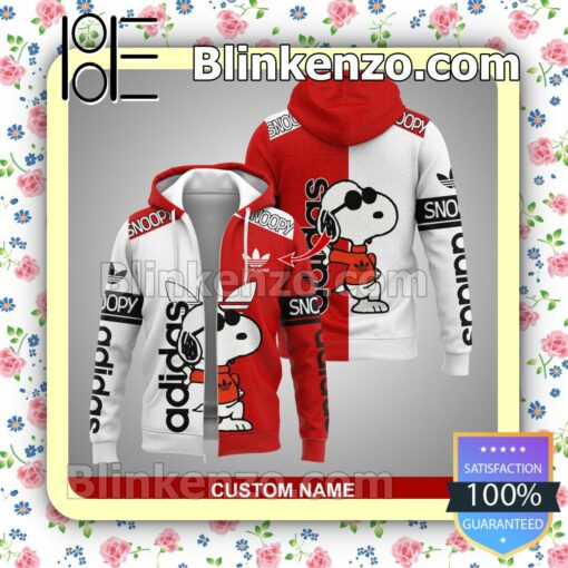Adorable Personalized Adidas Snoopy Red And White Pullover Hoodie, Joggers