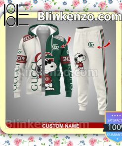 Personalized Gucci Snoopy Green And White Pullover Hoodie, Joggers