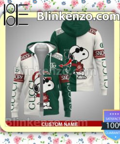 Esty Personalized Gucci Snoopy Green And White Pullover Hoodie, Joggers