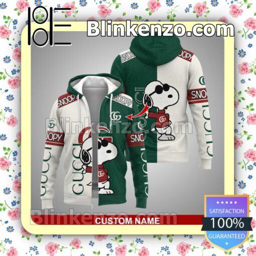 Esty Personalized Gucci Snoopy Green And White Pullover Hoodie, Joggers