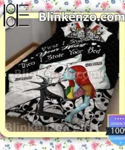 Personalized Jack Skellington And Sally First I Stole Your Heart Then I Stole Your Bed Bed Set Queen Full b