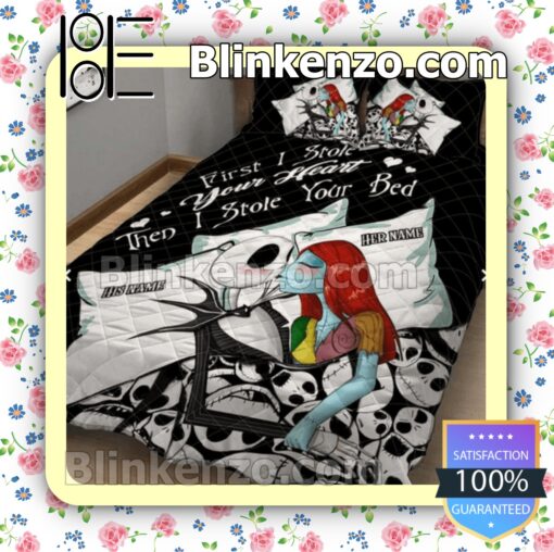 Personalized Jack Skellington And Sally First I Stole Your Heart Then I Stole Your Bed Bed Set Queen Full b
