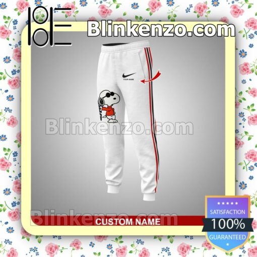 Great artwork! Personalized Nike Snoopy Red And White Pullover Hoodie, Joggers