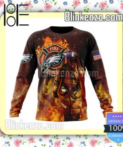 Philadelphia Eagles NFL Firefighters Custom Pullover Hoodie b