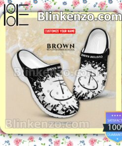 Brown Beauty Barber School Logo Crocs Sandals