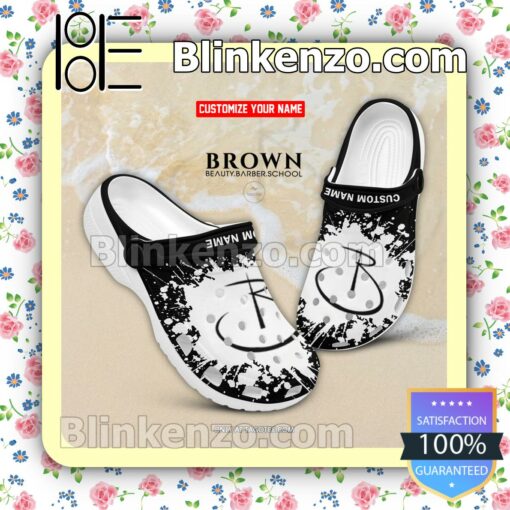 Brown Beauty Barber School Logo Crocs Sandals