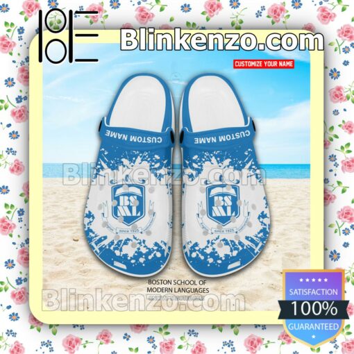 Boston School of Modern Languages Logo Crocs Sandals a