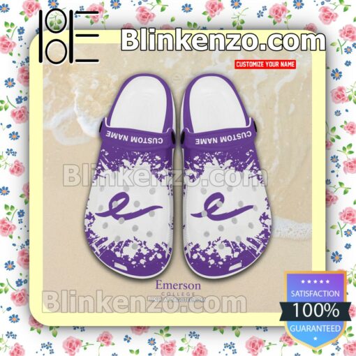 Emerson College Logo Crocs Sandals a