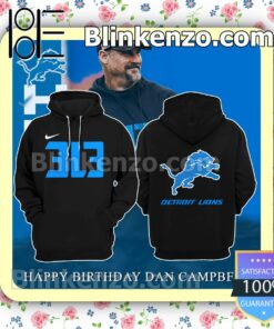 3l3 Dan Campbell Detroit Lions Black Jacket Polo Shirt