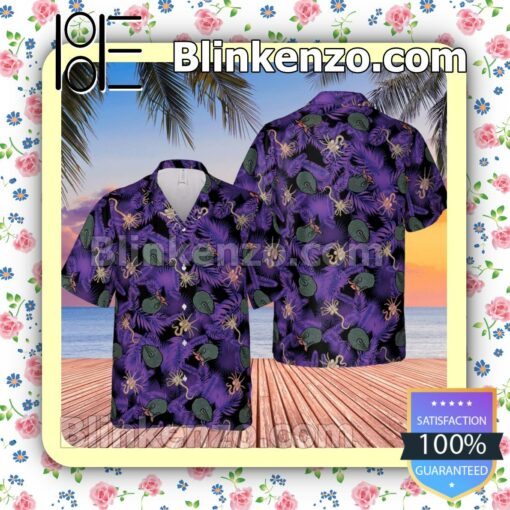 Alien Facehugger And Ovomorph Purple Leaves Beach Shirts