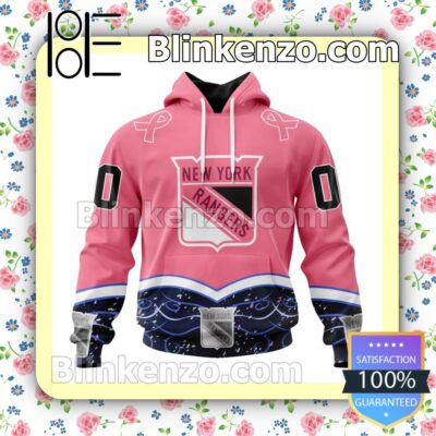 All-star New York Rangers Fights Cancer Pink NHL Pullover Jacket
