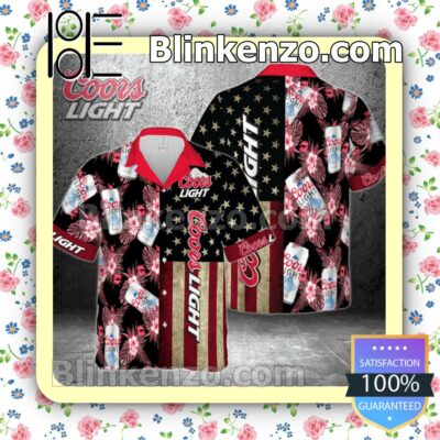 Coors Light Beer American Flag Men Casual Shirt