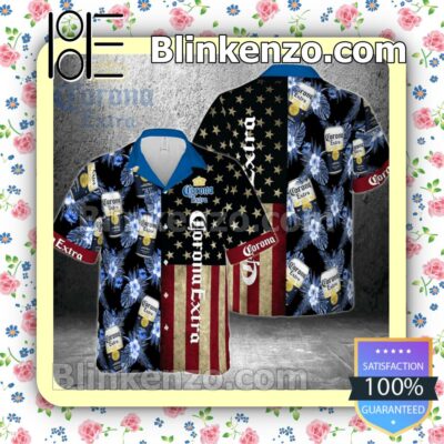 Corona Extra Beer American Flag Men Casual Shirt