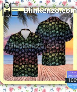 Official Dungeons And Dragons Dice Set Pattern Beach Shirts