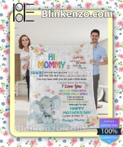 Elephant Hi Mommy I Love You Quilted Blanket