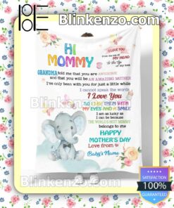 Print On Demand Elephant Hi Mommy I Love You Quilted Blanket
