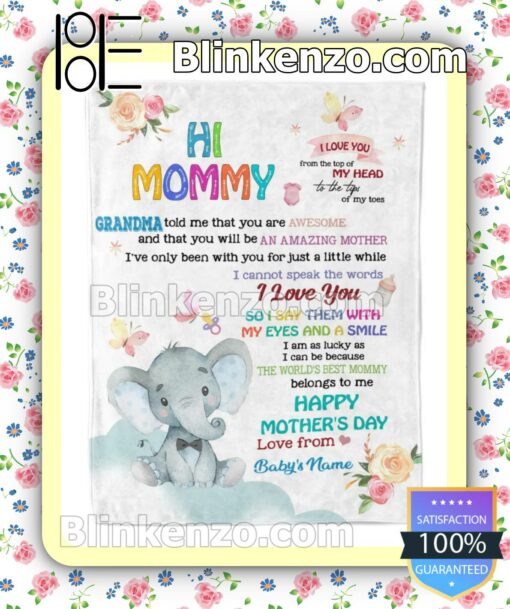 Buy In US Elephant Hi Mommy I Love You Quilted Blanket