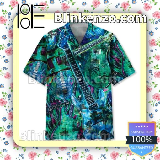 Guitar Tropical Men Summer Shirt