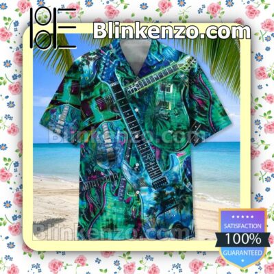 Guitar Tropical Men Summer Shirt a