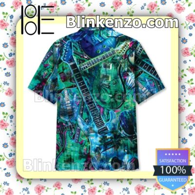 Guitar Tropical Men Summer Shirt b