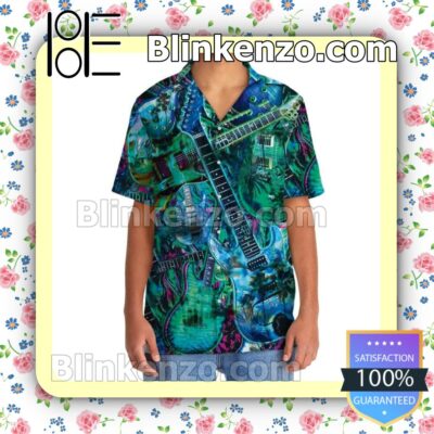 Guitar Tropical Men Summer Shirt c