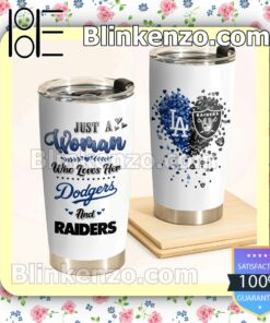 Just A Woman Who Loves Her Dodgers And Raiders Gift Mug Cup