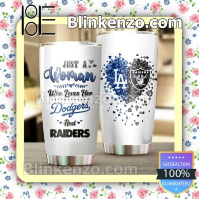 Review Just A Woman Who Loves Her Dodgers And Raiders Gift Mug Cup