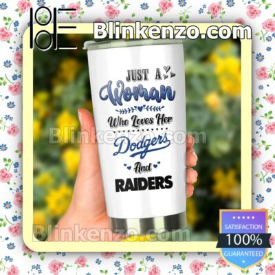 Mother's Day Gift Just A Woman Who Loves Her Dodgers And Raiders Gift Mug Cup
