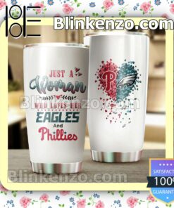 Top Rated Just A Woman Who Loves Her Eagles And Phillies Gift Mug Cup