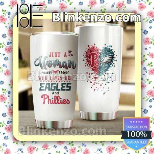 Top Rated Just A Woman Who Loves Her Eagles And Phillies Gift Mug Cup