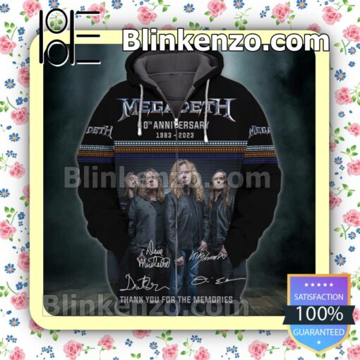 Megadeth 40th Anniversary 1983-2023 Signatures Thank You For The Memories Pullover Jacket