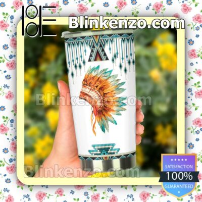 Perfect Native American Pattern Indian Headdress Feather Hat Gift Mug Cup