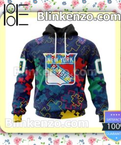 New York Rangers Autism Awareness Puzzle NHL Pullover Jacket