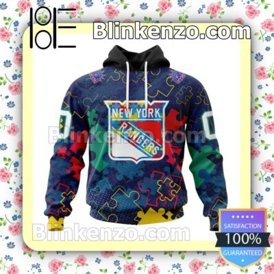 New York Rangers Autism Awareness Puzzle NHL Pullover Jacket