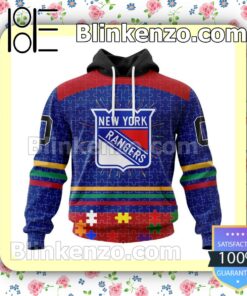 New York Rangers Autism Puzzle NHL Pullover Jacket