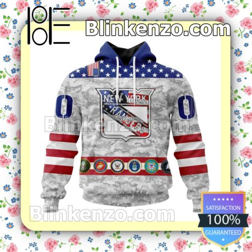 New York Rangers Honor Military Grey Camo NHL Pullover Jacket