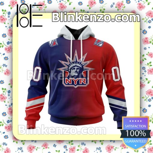 New York Rangers Liberty Blue Red Gradient NHL Pullover Jacket