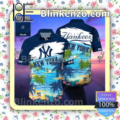 New York Yankee The Beach Personalized Men Summer Shirt