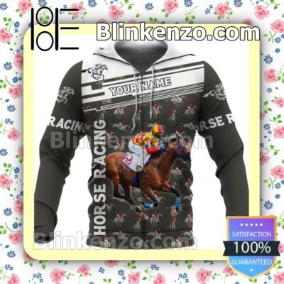 Personalized Horse Racing Grey Jacket Polo Shirt c