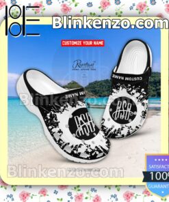 Rivertown School of Beauty Barber Skin Care and Nails Logo Crocs Sandals