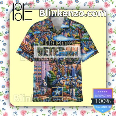 United States Veteran U.s. Army Full Print Men Summer Shirt