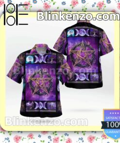 Witch Pentagram Purple Galaxy Beach Shirts