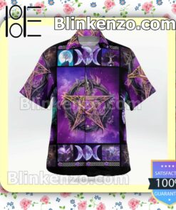 Fantastic Witch Pentagram Purple Galaxy Beach Shirts