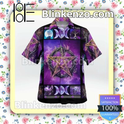 Fantastic Witch Pentagram Purple Galaxy Beach Shirts