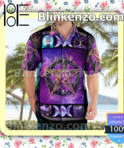 Fantastic Witch Pentagram Purple Galaxy Beach Shirts