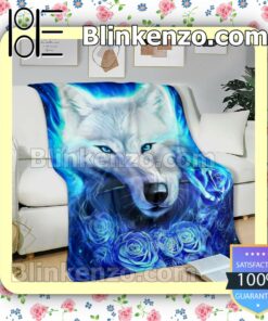 Drop Shipping Wolf Blue Roses Fan Quilt