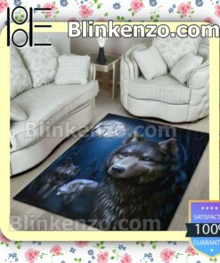 Print On Demand Wolf Family In The Night Rug Mats